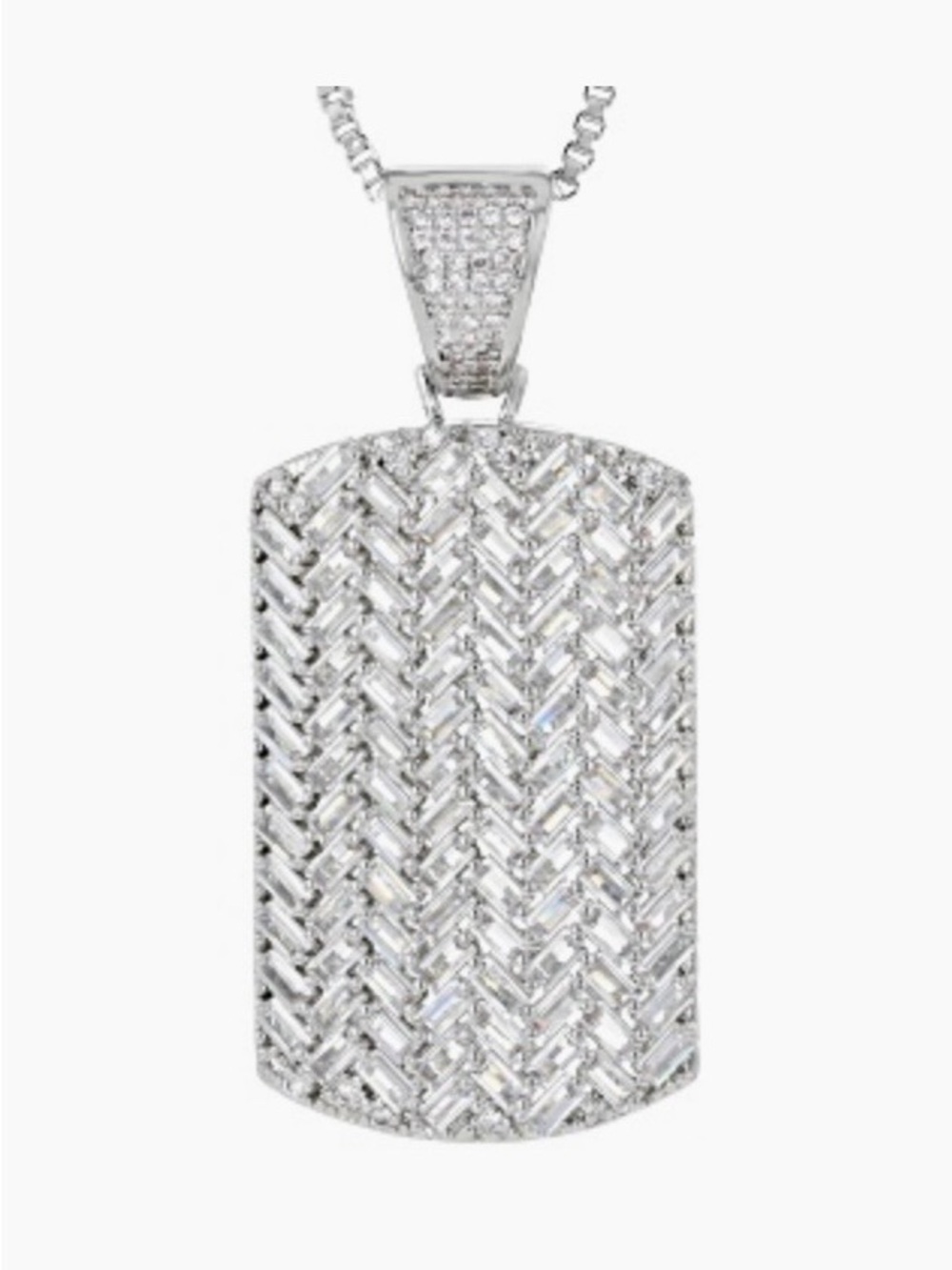 🌸JTV10 - Bella Luce White Cubic Zirconia Rhodium Plated Dog Tag Necklace⚪️🛍️